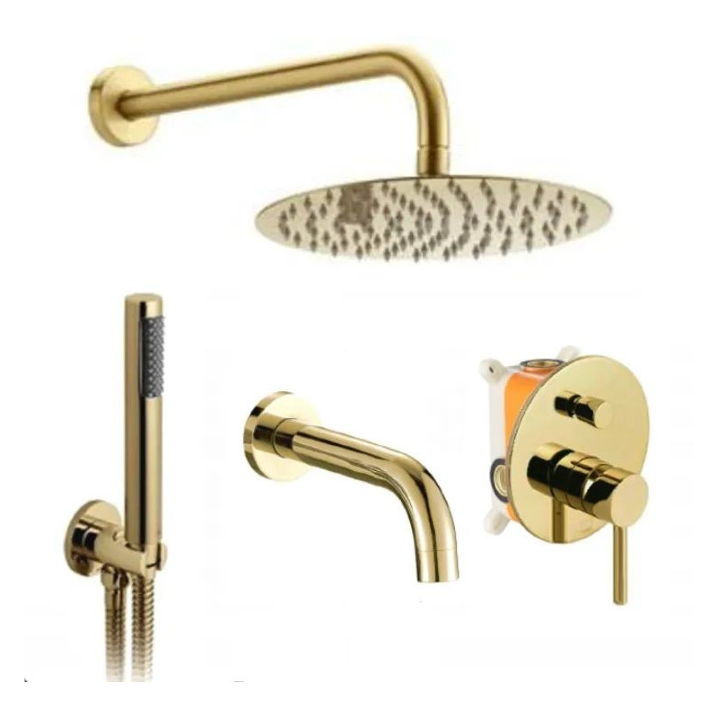 Złoty Zestaw Natryskowy z Wylewką - Elegancja i Styl do Twojej Łazienki!