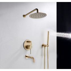 Złoty Zestaw Natryskowy z Wylewką - Elegancja i Styl do Twojej Łazienki!