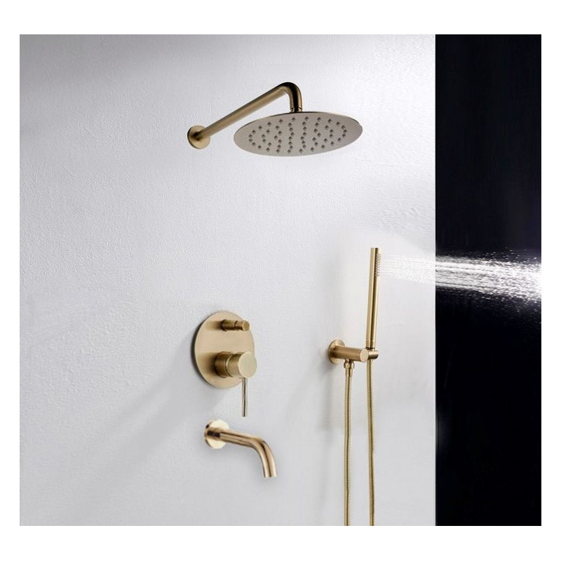 Złoty Zestaw Natryskowy z Wylewką - Elegancja i Styl do Twojej Łazienki!