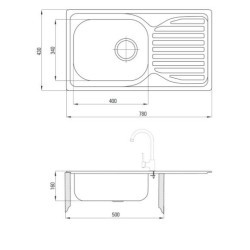 Zlewozmywak kuchenny Doppio 78x43 z ociekaczem + stylowa bateria ZENB0113