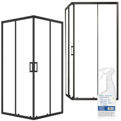 Perfekcyjna Kabina Prysznicowa LAVEO Bresso 80x80 cm Czarna + Specjalny Preparat