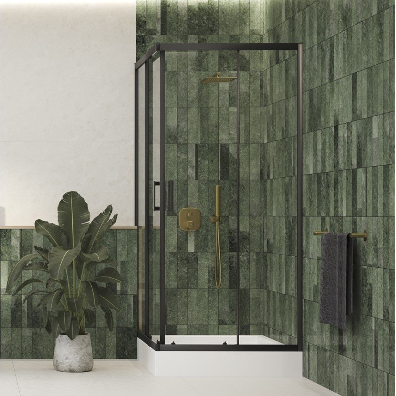 Perfekcyjna Kabina Prysznicowa LAVEO Bresso 80x80 cm Czarna + Specjalny Preparat