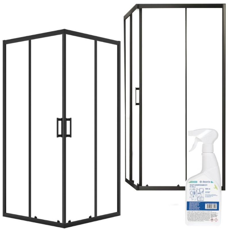Zestaw: Ekskluzywna Kabina Prysznicowa LAVEO Bresso 90x90 cm Czarna + Środek Czystości