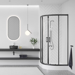 Elegancja i Wygoda: Kabina Prysznicowa LAVEO Bresso 80x80 cm z Czarnym Wykończeniem + Preparat