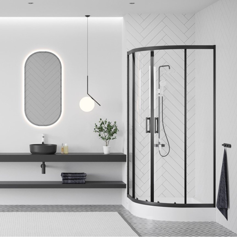 Elegancja i Wygoda: Kabina Prysznicowa LAVEO Bresso 80x80 cm z Czarnym Wykończeniem + Preparat