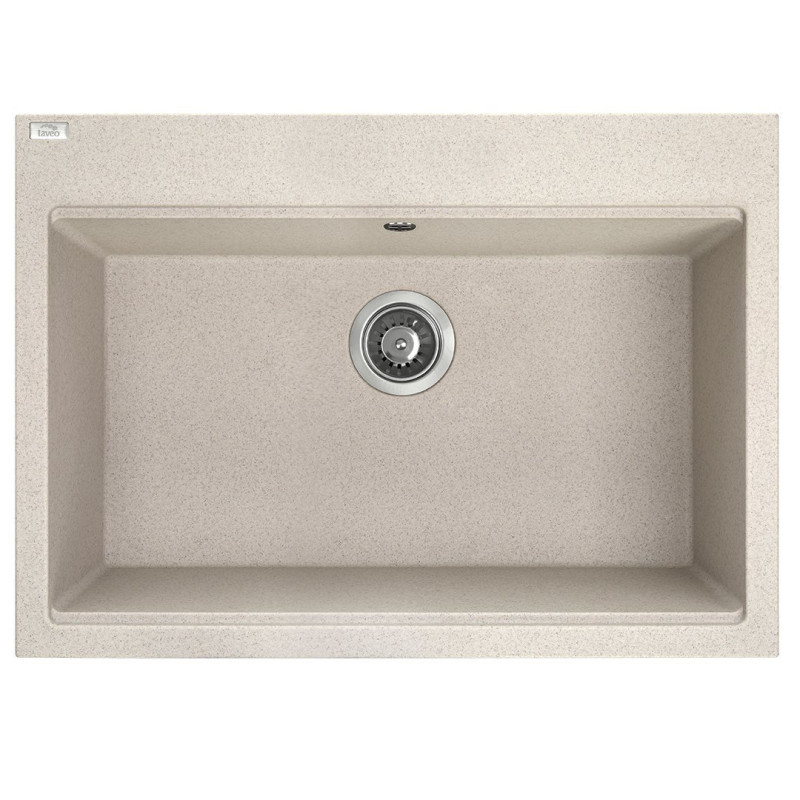Granitowy Zlew Kuchenny Laveo Tau 50x70 cm w Beżowym Eleganckim Stylu - 10 Lat Gwarancji