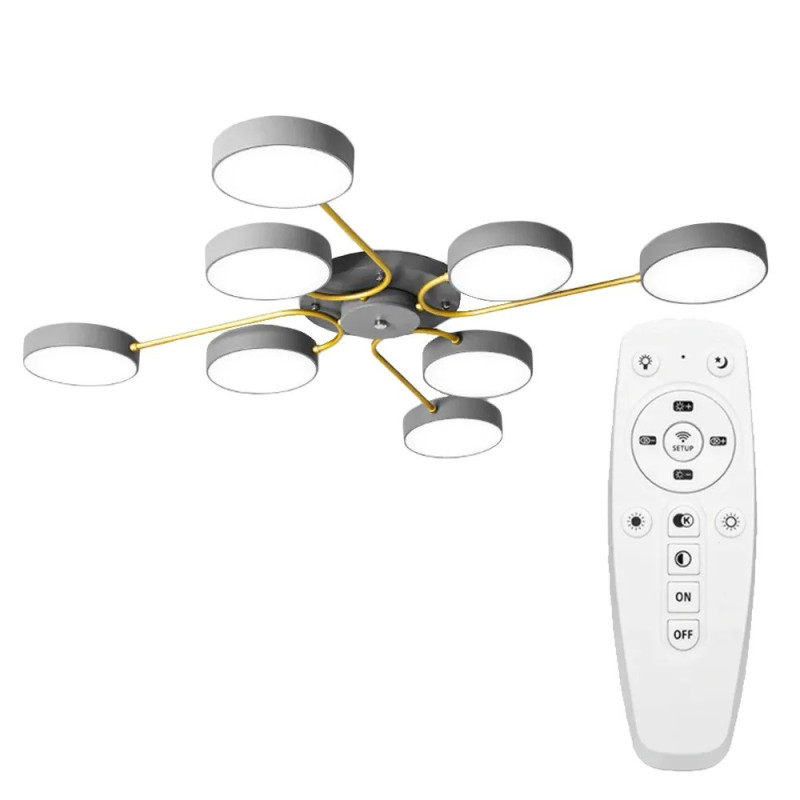 Elegancka Lampa APP532-8C Szaro-Złota dla Wnętrz z Charakterem