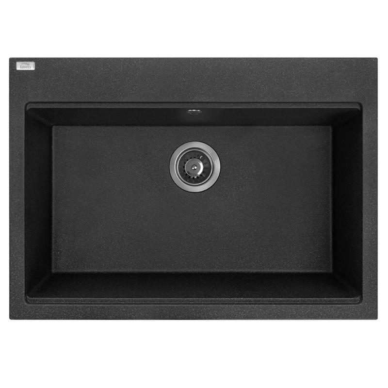 Nowoczesny zlewozmywak granitowy Laveo TAU 1-komorowy 50x70, czarny, trwały i elegancki