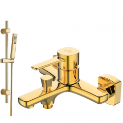 Luksusowa Bateria Wannowa GLAMOUR Gold z Prysznicem na Drążku dla Twojej Łazienki