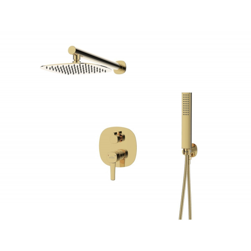 Luksusowy Zestaw Natryskowy Glamour Złoty z 2-funkcyjną Baterią Podtynkową