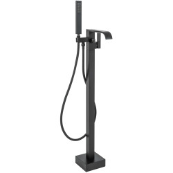 Elegancka Czarna Bateria Wannowa Carat montowana na podłodze