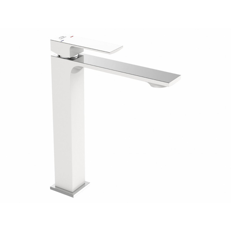 Stylowa wysoka bateria umywalkowa AMPER biały/chrom - Nowoczesny design BAM 62ND