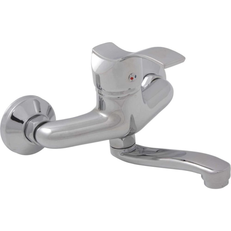 Argo Lux - Chromowana Bateria Ścienna z Ruchomą Wylewką i Ceramiczną Głowicą