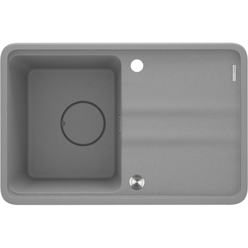 Elegancki zlewozmywak granitowy Deante MOMI z ociekaczem w odcieniu szary metalik 67x45 cm