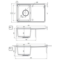 Elegancki zlewozmywak granitowy Deante MOMI z ociekaczem w odcieniu szary metalik 67x45 cm