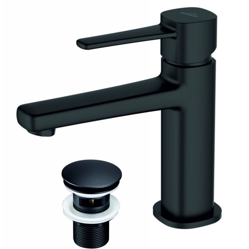 Stylowa bateria umywalkowa Invena GLAMOUR czarna z funkcją click clack