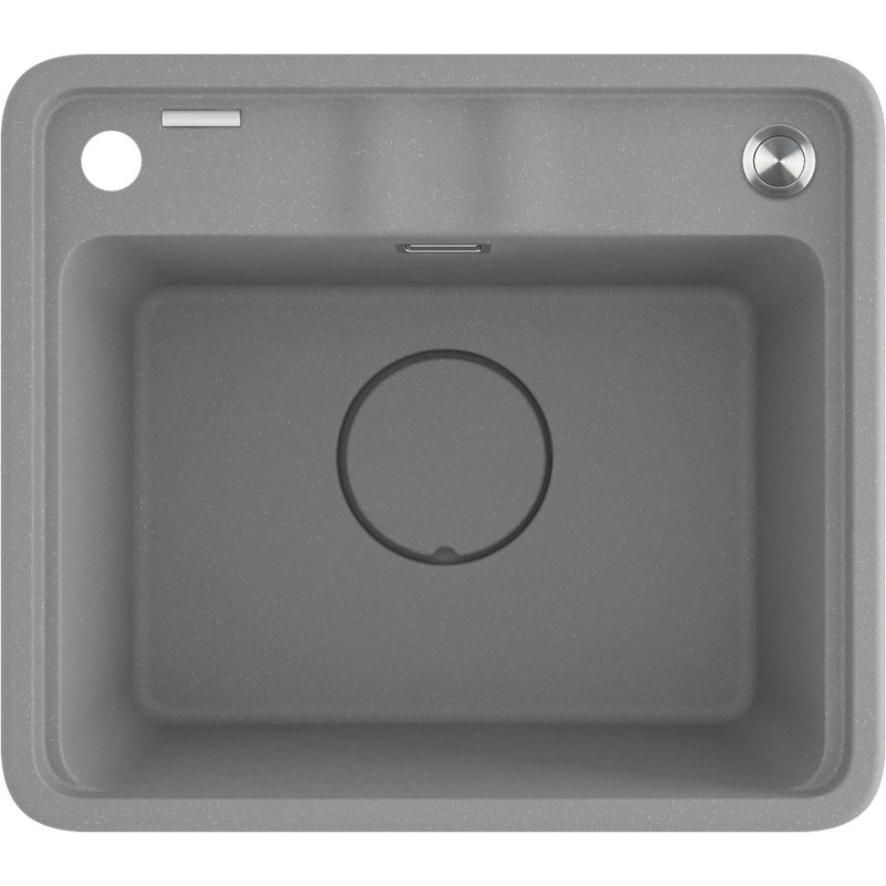 Granitowy Zlewozmywak MOMI 1-komorowy z Ociekaczem 55x44 w Szarym Metalu - Elegancja w Kuchni