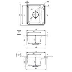 Granitowy Zlewozmywak MOMI 1-komorowy z Ociekaczem 55x44 w Szarym Metalu - Elegancja w Kuchni