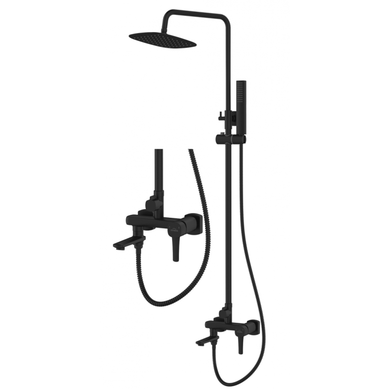 Elegancka Deszczownica Glamour z Czarną Baterią i Ruchomą Wylewką - Stylowe Uzupełnienie Łazienki