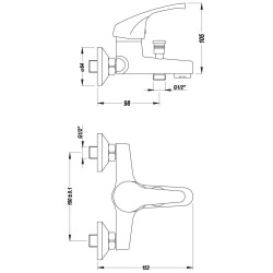 Kuchinox Kakadu bateria wannowa ścienna biała