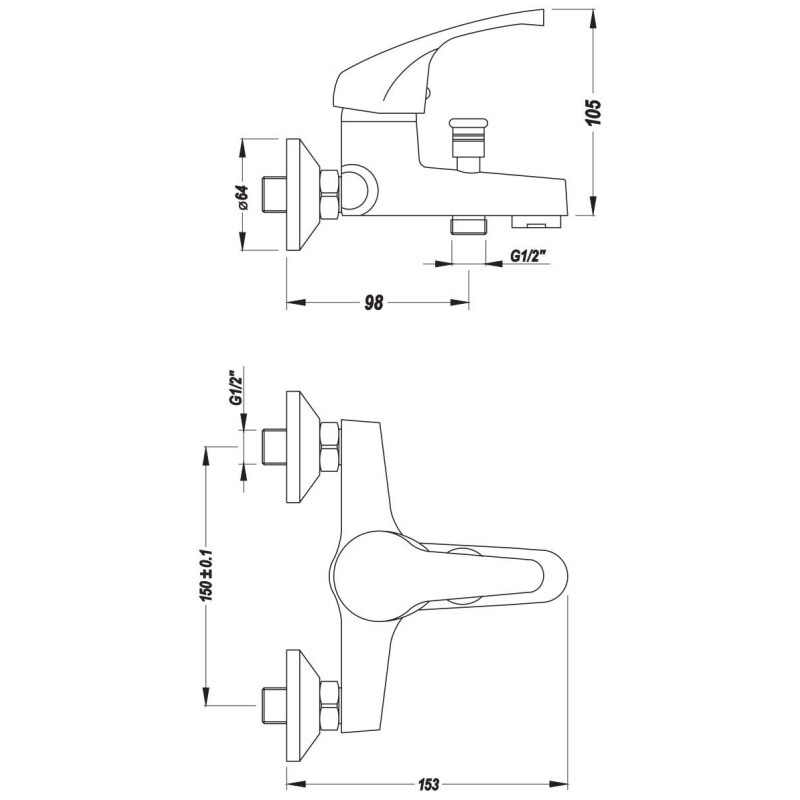 Kuchinox Kakadu bateria wannowa ścienna biała