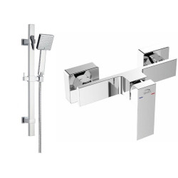 Elegancka Bateria Prysznicowa AMPER Chrom + Zestaw Prysznicowy BAM 040D