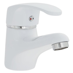 Elegancka Bateria Umywalkowa Kakadu Biała z Jednouchwytowym Mieszaczem i Stałą Wylewką