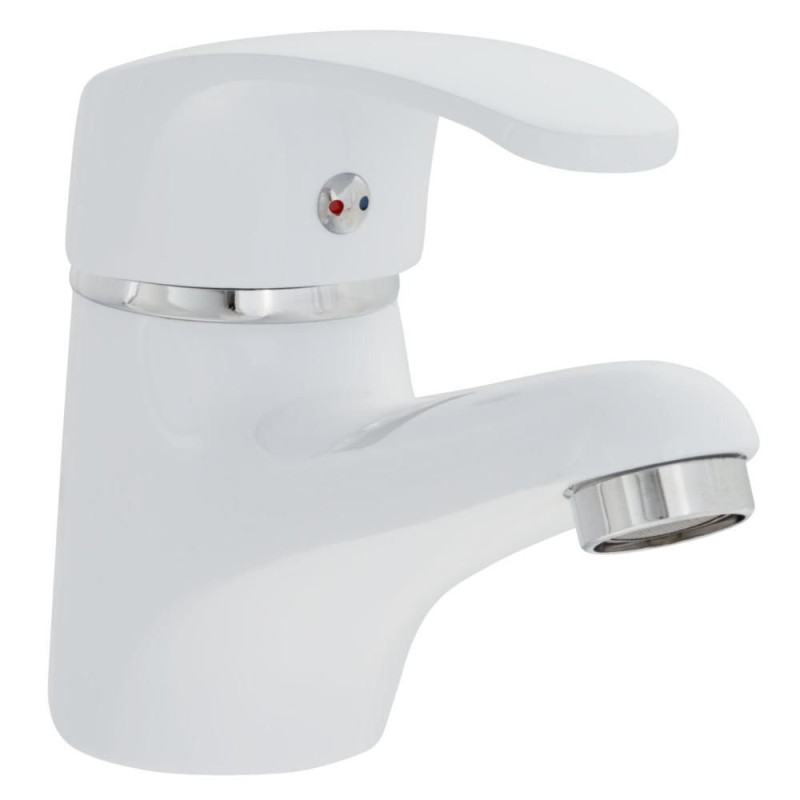 Elegancka Bateria Umywalkowa Kakadu Biała z Jednouchwytowym Mieszaczem i Stałą Wylewką