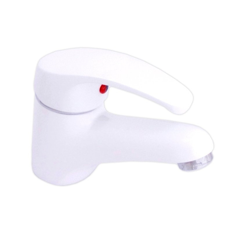 Elegancka Bateria Umywalkowa Kakadu Biała z Jednouchwytowym Mieszaczem i Stałą Wylewką