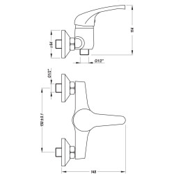 Kuchinox Kakadu bateria natryskowa ścienna biała