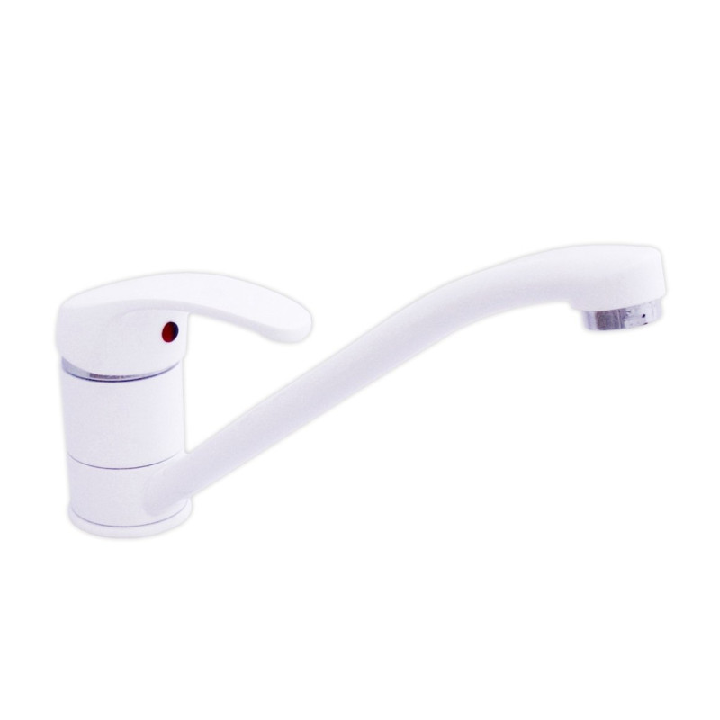 Kran Kuchenny Kakadu Flow - Stylowa Biała Bateria Jednouchwytowa z Ruchomą Wylewką