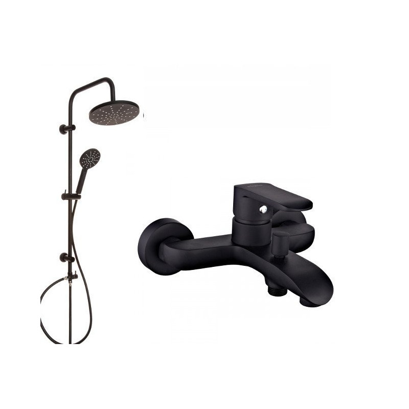 Czarna Deszczownia DARK + Stylowa Bateria Wannowa - Nowoczesna Łazienka!