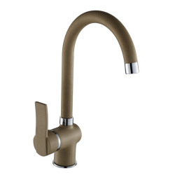 Madera Elegance - Bateria Jednouchwytowa Beżowy Granit z Ruchomą Wylewką