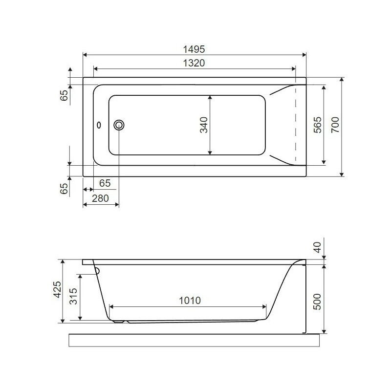 Excellent Savia wanna prostokątna 150x70 cm  biały połysk