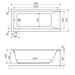 Savia wanna prostokątna 160x70 cm, biały połysk
