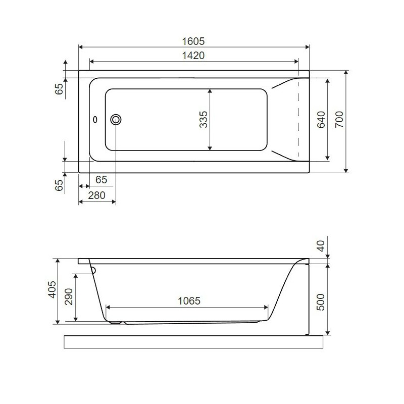 Excellent Savia wanna prostokątna 160x70 cm  biały połysk