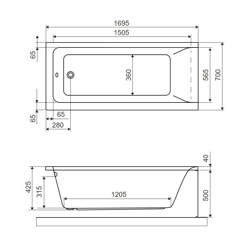 Excellent Savia wanna prostokątna 170x70 cm  biały połysk