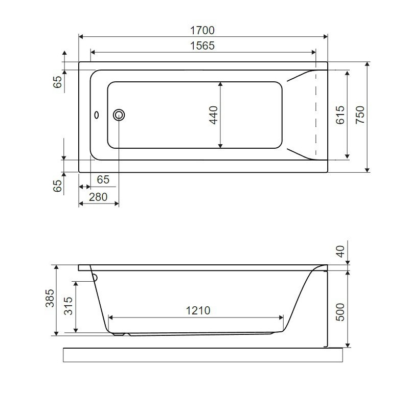 Excellent Savia wanna prostokątna 170x75 cm  biały połysk