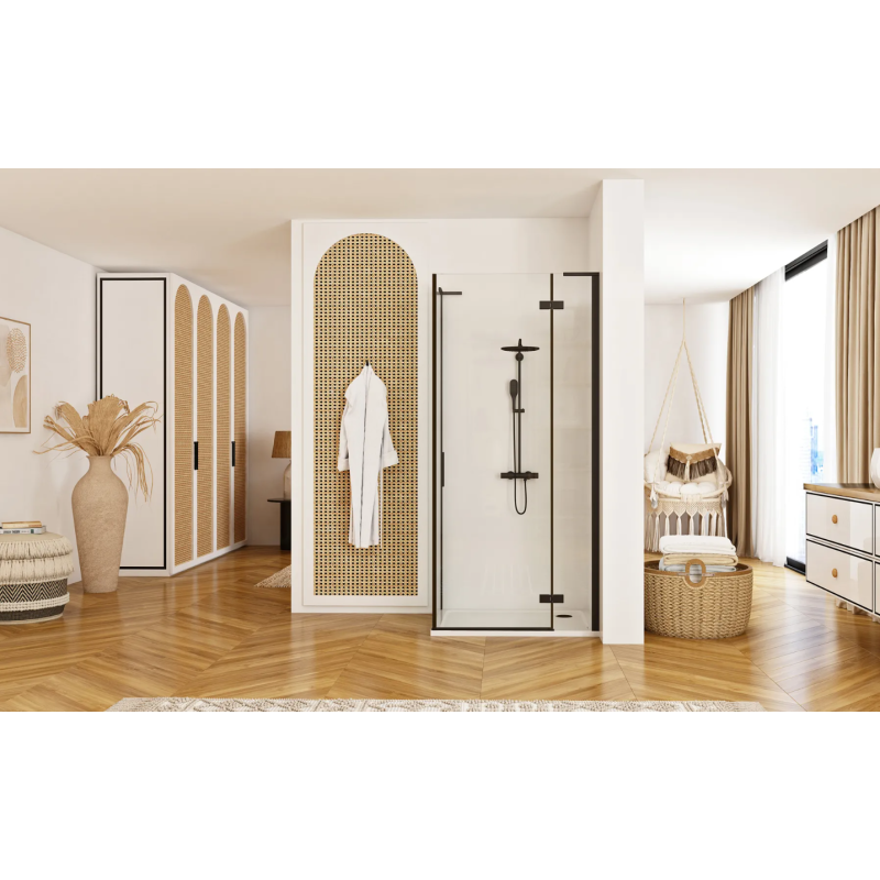 Elegancka Ścianka Prysznicowa Hugo Black 80 cm - Styl i Funkcjonalność w Twojej Łazience