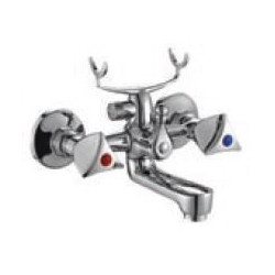 Norm Bateria Chromowana Dwuuchwytowa Ścienna z Zestawem Natryskowym