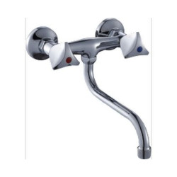 Elegancka Bateria Ścienna Chromowana NORM z Dwuuchwytowym Mieszaczem