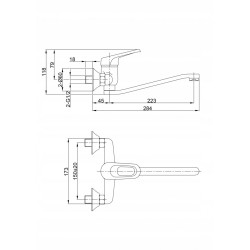 Bateria Ścienna Grace BKY 080D - Chromowana Elegancja, Jednouchwytowa z Ruchomą Wylewką