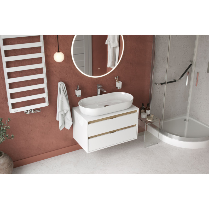 Sense Compact brodzik półokrągły 90x90 cm wysoki, biały połysk