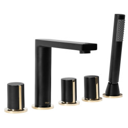 Ekskluzywna Czarna/Złota Bateria Wannowa 5-Otworowa ICON – Wyjątkowy Styl i Elegancja