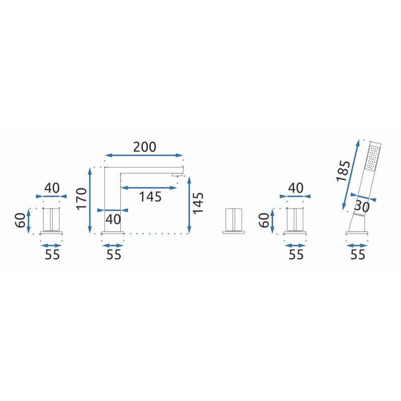 Ekskluzywna Czarna/Złota Bateria Wannowa 5-Otworowa ICON – Wyjątkowy Styl i Elegancja