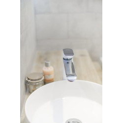 Laveo Alea bateria umywalkowa stojąca nablatowa biała/chrom