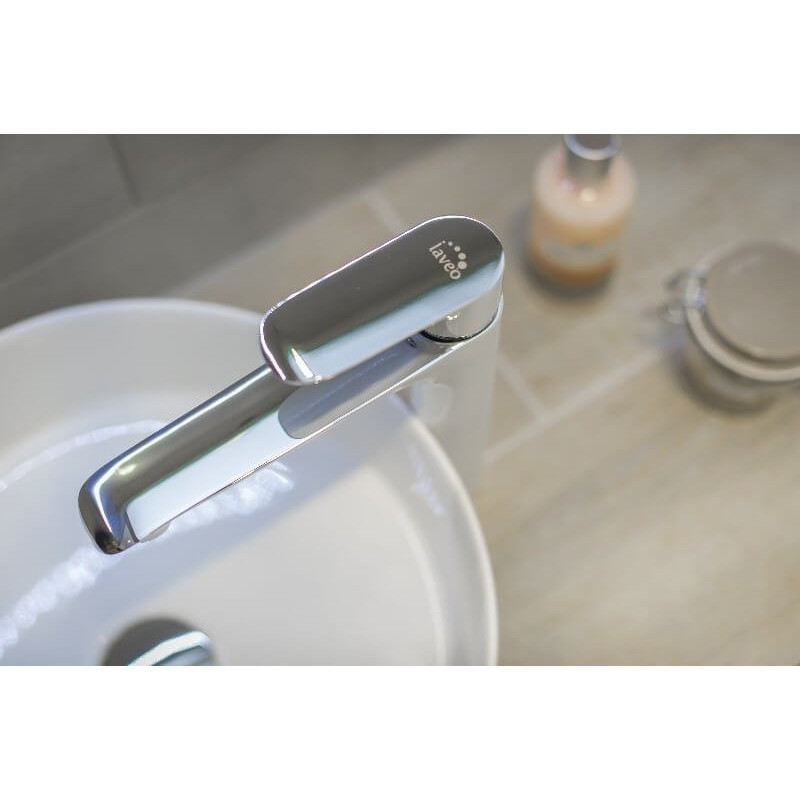 Laveo Alea bateria umywalkowa stojąca nablatowa biała/chrom