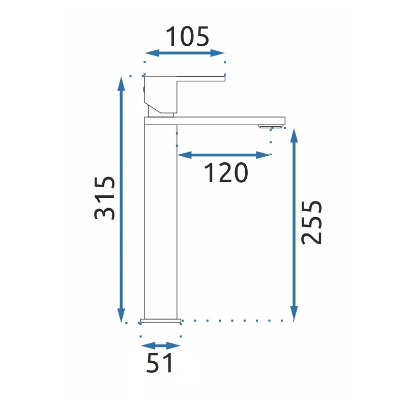 Ekskluzywna Czarna Bateria Umywalkowa FLIP, Wysoki Model JS-800-1B