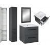 Nowoczesny Zestaw Łazienkowy STELLA: Szafka, Umywalka, Lustro, Słupek - Antracyt