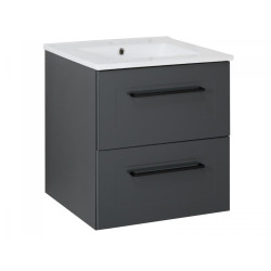 Elegancki Zestaw STELLA: Szafka, Umywalka i Lustro 50 cm, Antracytowy Design